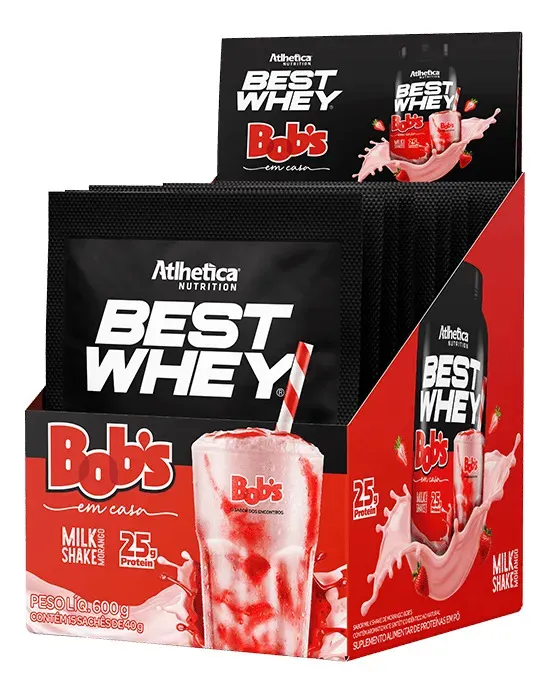 WHEY BEST C/15 SACHES 40G MILKSHAKE DE MORANGO BOB'S