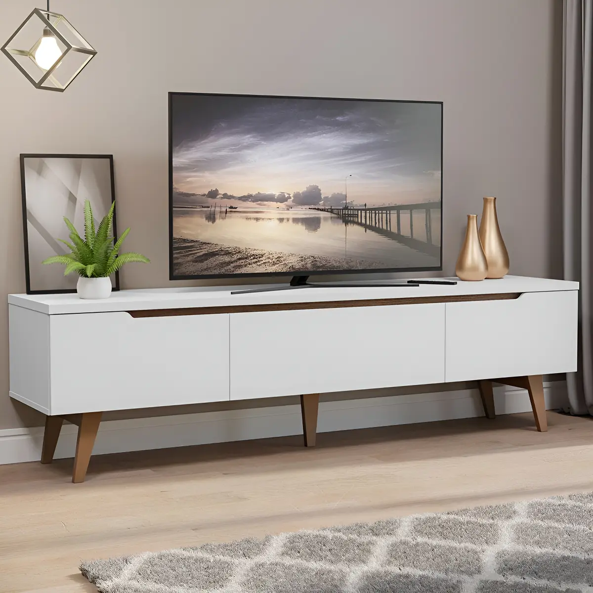 Centro de Entretenimiento Mesa para TV Reims Hasta 75 Pulgadas Blanco