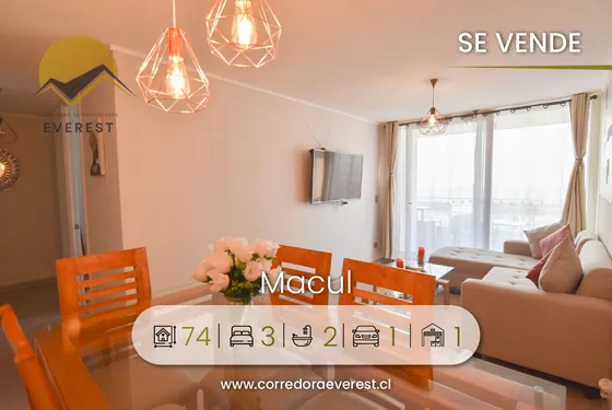 Se Vende Departamento 3d 2b + E Y B. Metro Las Torres, Macul
