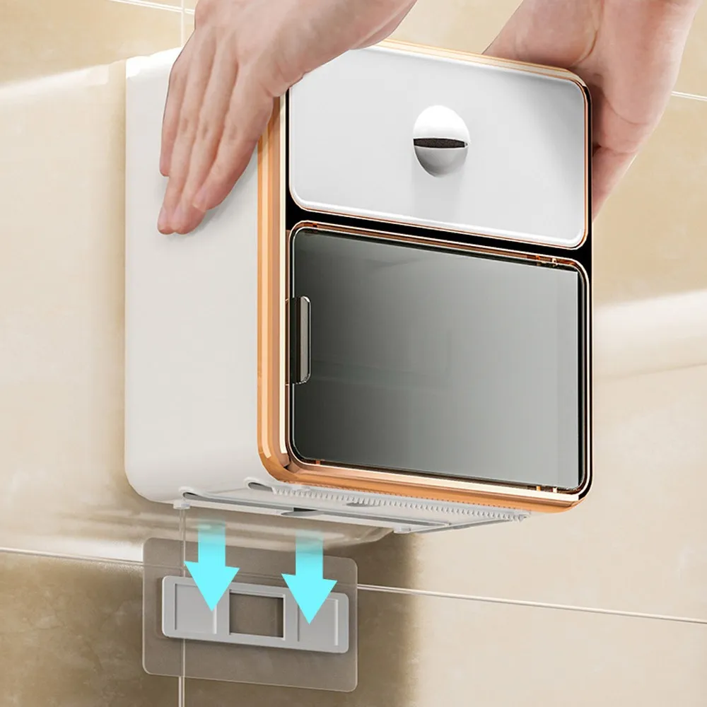 Soporte De Papel Higiénico Autoadhesivo Con Cajón