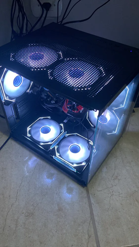 Gabinete Gamer Aquário Com 7 Fans Rgb Micro Mini Atx Preto