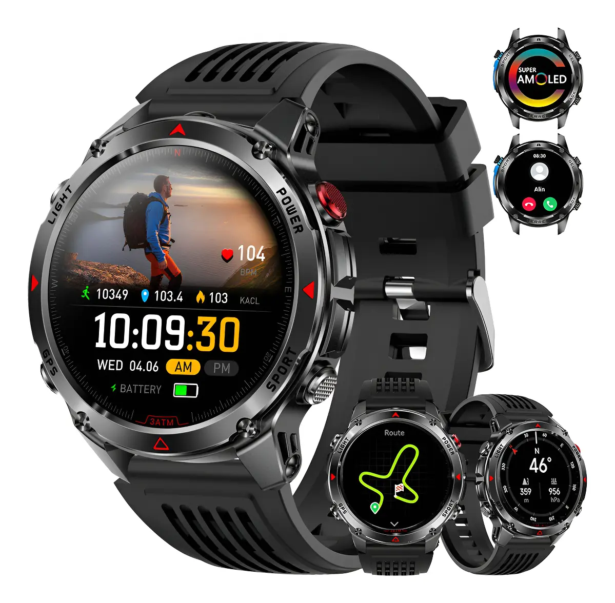 Reloj Inteligente Para Hombre Con Llamadas Bluetooth, Monitor De Frecuencia Cardíaca Y Sueño, Ip68 A Prueba De Agua Para iPhone, Compatible Con Androi