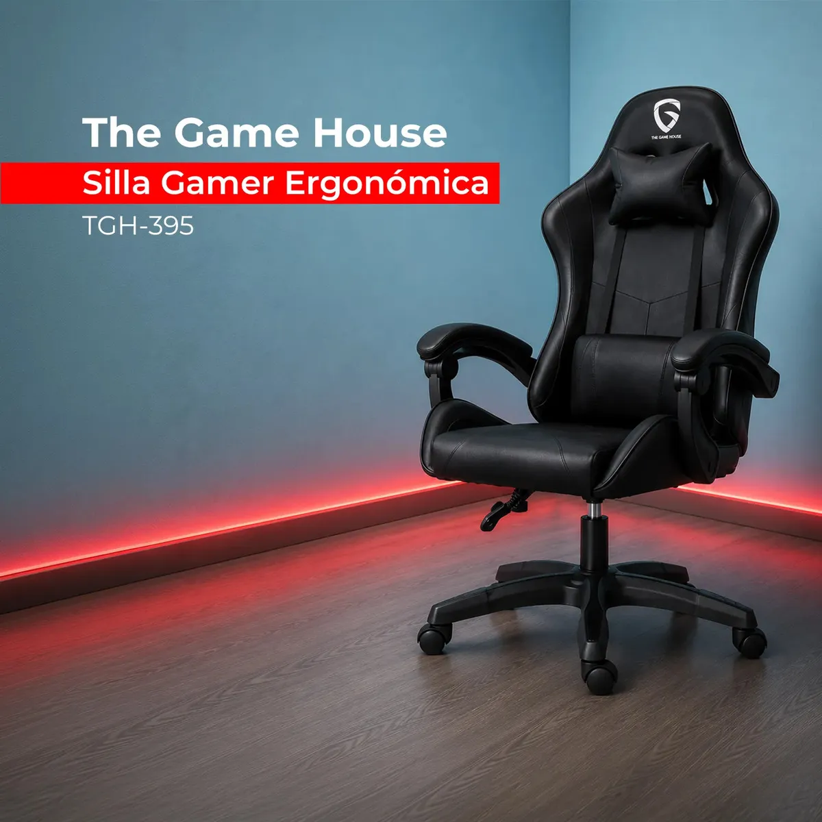 Silla Gamer Ergonómica The Game House Reclinable de Cuero Sintético Negro