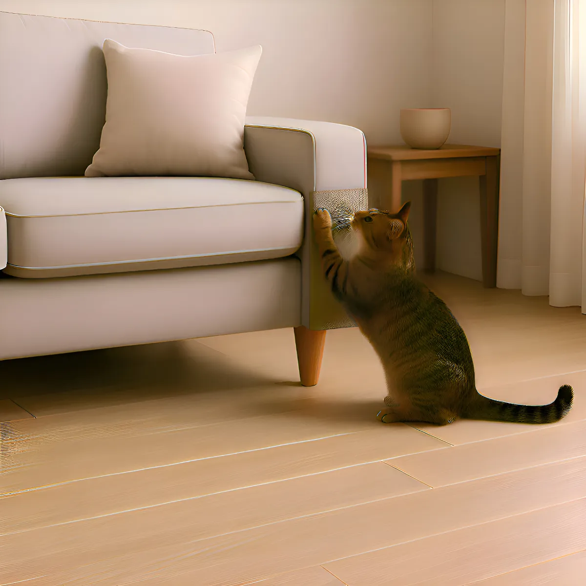 Arranhador E Protetor De Sofá Carpete Adesivo Gatos 200x50cm Cor Bege