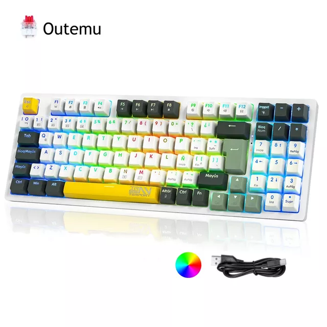 Teclado Bluetooth recargable con iluminación multicolor, compacto