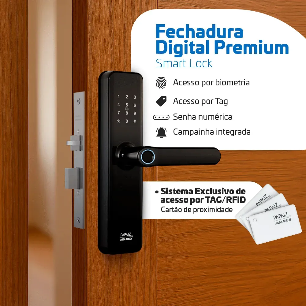 Fechadura Digital Papaiz Fechadura Digital Premium SL150 Biométrica com RFID Papaiz - Avaliação e Oferta Oficial