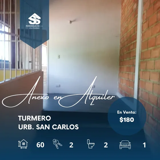 Se Alquila Anexo De 2 Habitaciones En Turmero Centrico