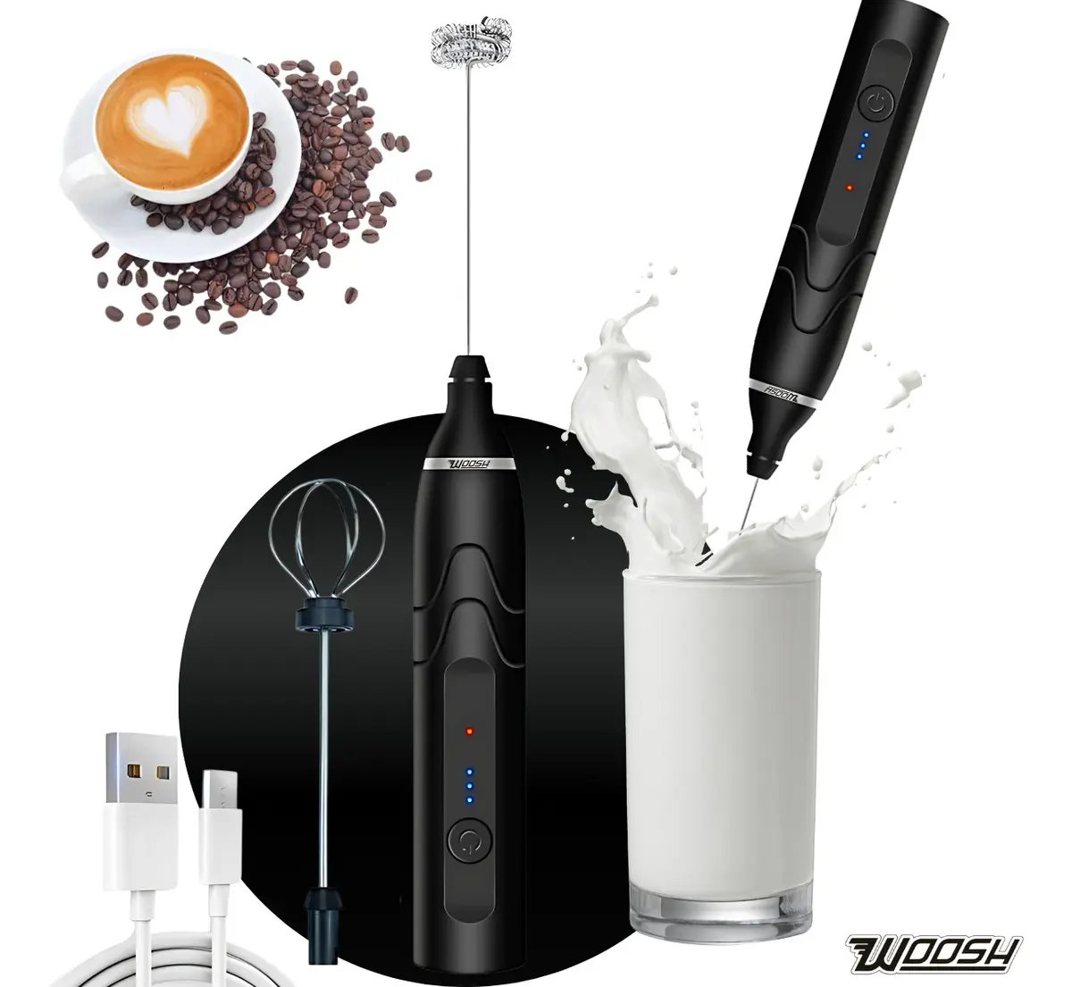 Mixer elétrico portátil 2 em 1 recarregável
