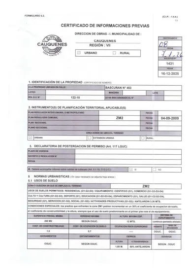 Terreno 1521 M2 Urbano Cauquenes