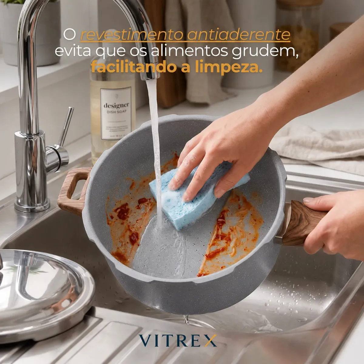 Panela de Pressão Vitrex Ceramic 4.2L Cinza — foto 5