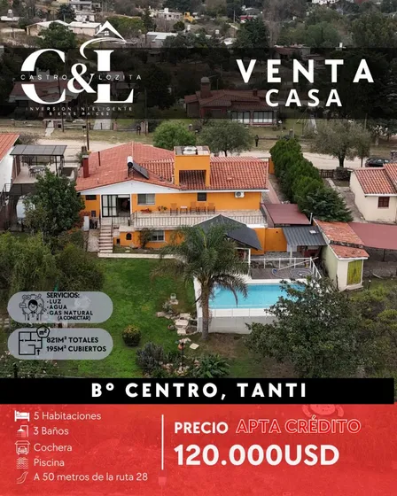 Gran Casa + Departamento Con Piscina Y Gas Natural A 50mts De Ruta 28 En El Centro De Tanti
