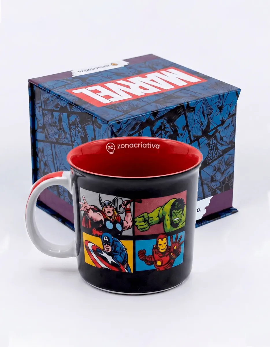 Caneca Marvel Vingadores Retrô 350ml Geek Colecionavel