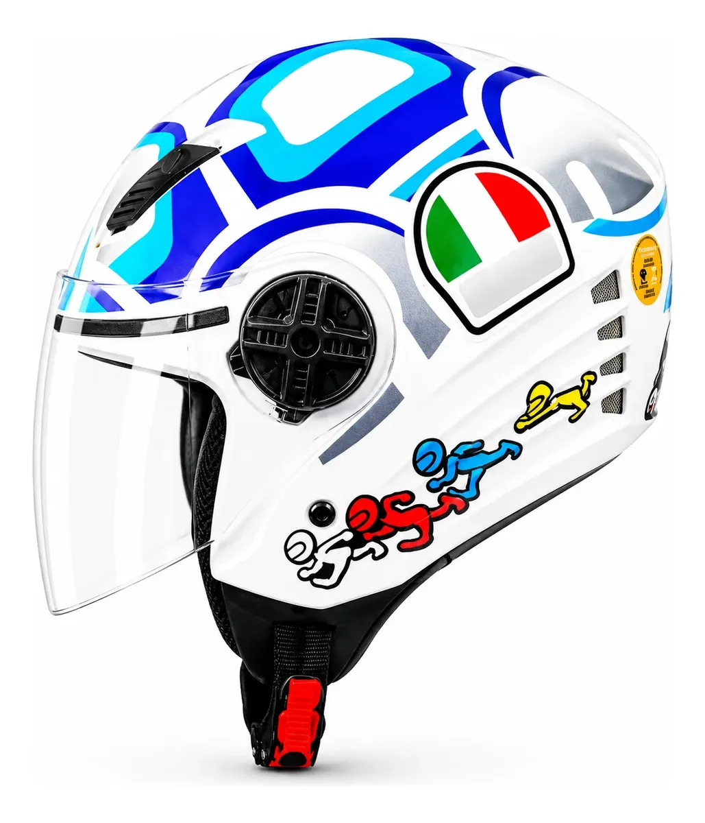 Capacete Fw3 Moto Tartaruga Azul Turtle Personalizado Moto — foto 3