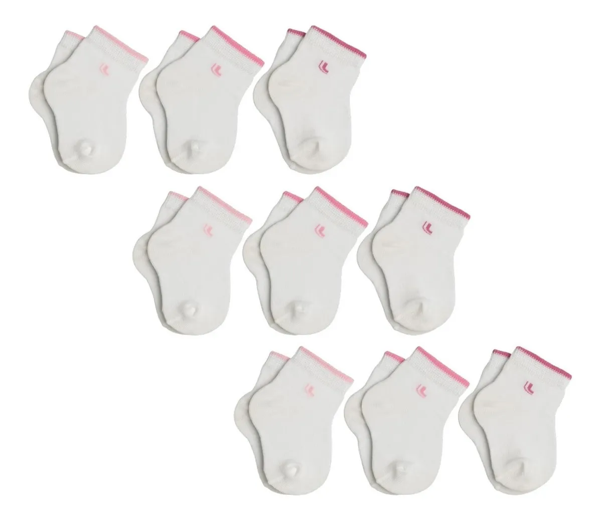 Kit 9 Pares Meia Bebe Lupo Algodão Lisa Branca E Coloridas