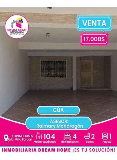 Townhouses En Venta  Urb. Villa Falcón  Cúa 