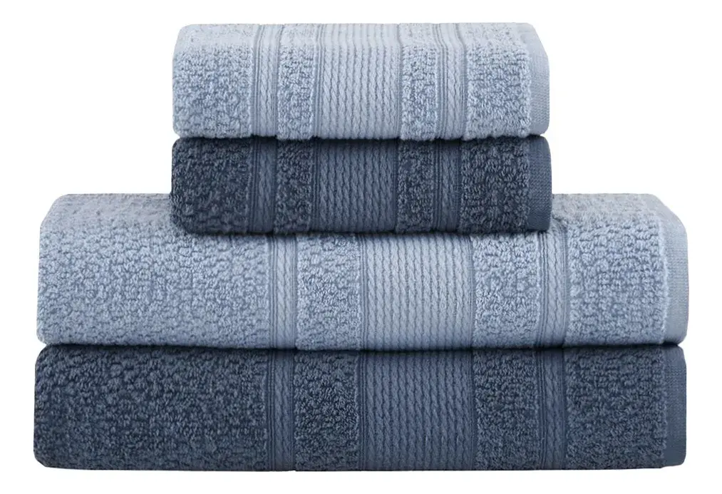 Jogo De Toalhas Buddemeyer Bella Extra Soft Banho 4 Peças Azul Claro/azul Marinho