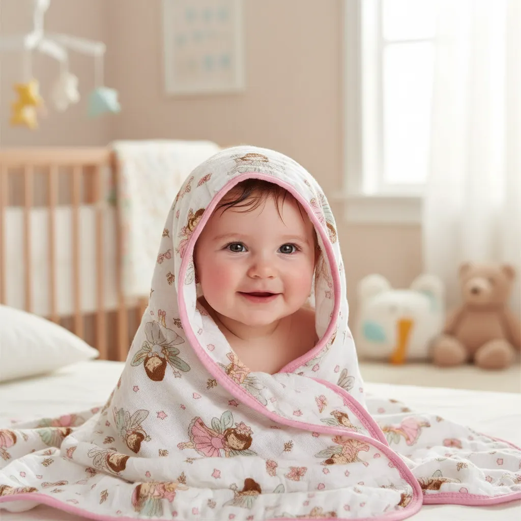 Toalha Bebê Banho Soft Capuz 3 Camadas Fralda Algodão