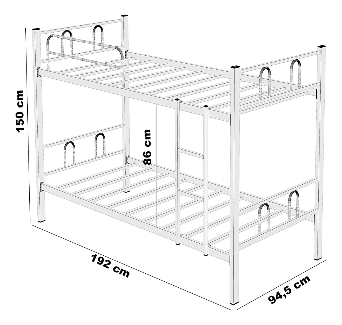 Beliche Solteiro Linea  100% Ferro Com Escada E Grade - Imagem 4