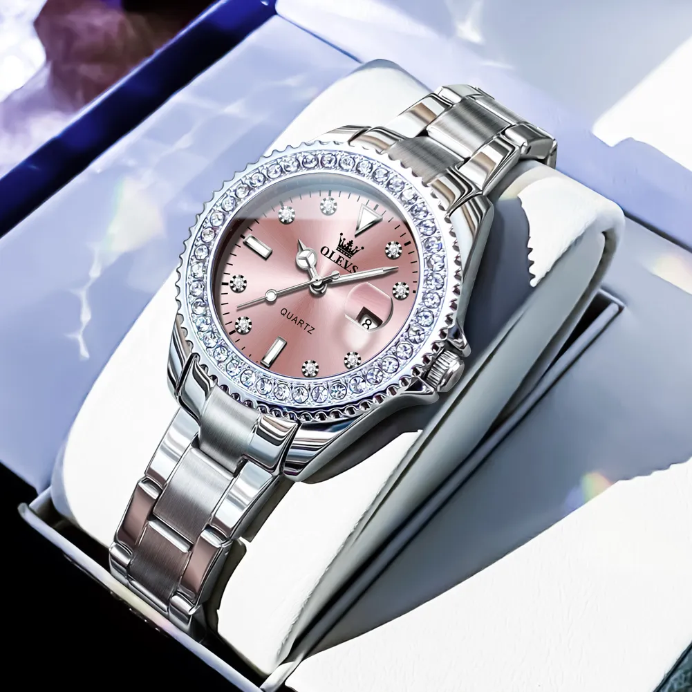 Original Olevs 9945 Relógio Feminino A Prova D'água Elegante