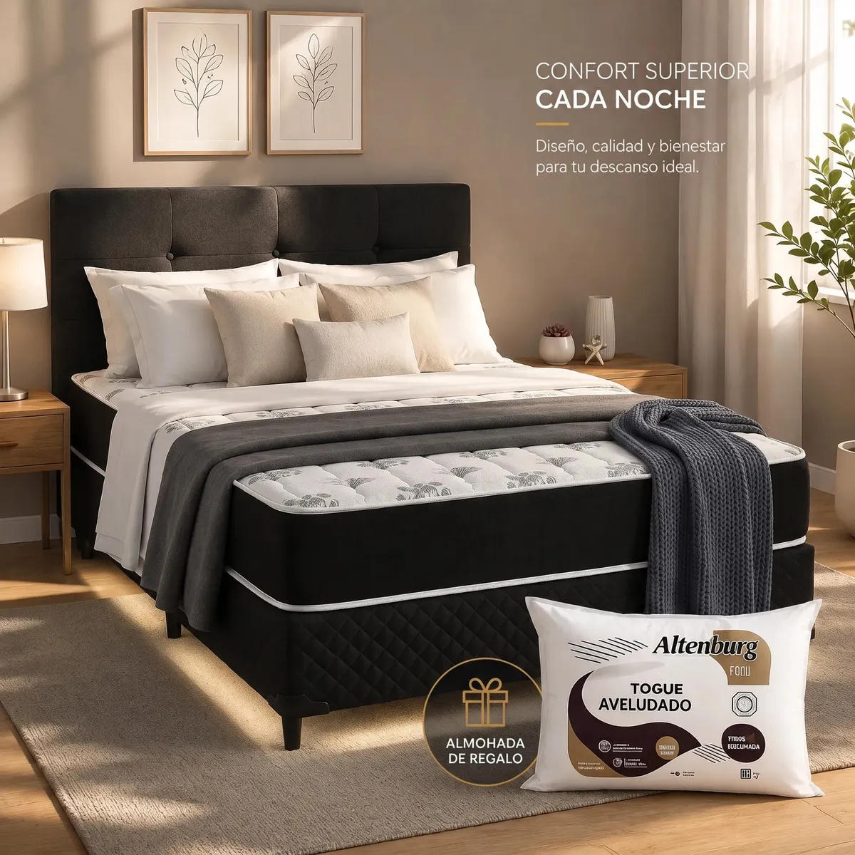 Sommier Plaza Y Media Colchon Espuma reversible
