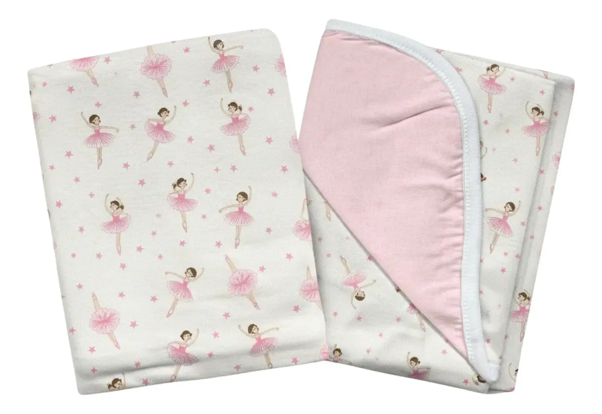 Manta Baby Cueiro Dupla Face 90x90cm 100% Algodão Cor Rosa Petit Ballet