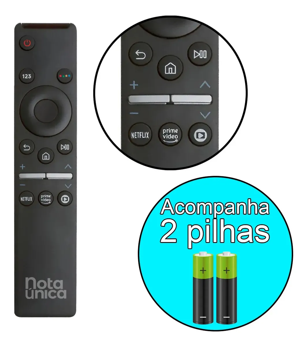 Controle Remoto Para Smart Tv Samsung 4k Com Pilhas Preto
