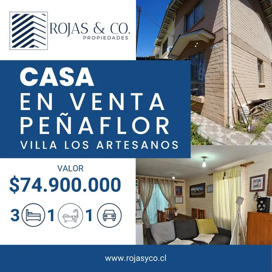 Casa En Peñaflor: 3d, 1b, Cocina Abierta Y Estacionamiento