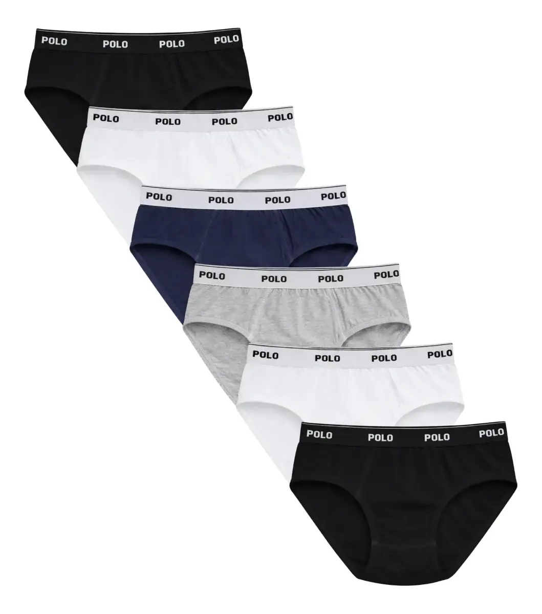 Kit 6 Cuecas Slip Polostar Cotton 100% Algodão Adulto