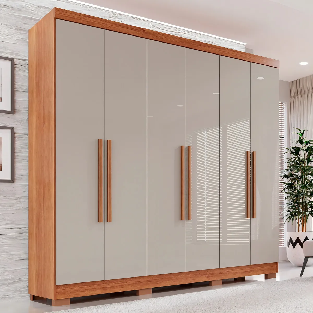 Guarda-roupa Casal 6 Portas 2 Gavetas França Wt