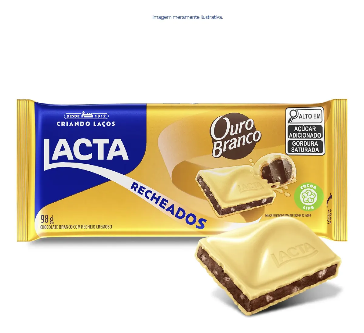Chocolate Branco Lacta com Recheio Ouro Branco 98g