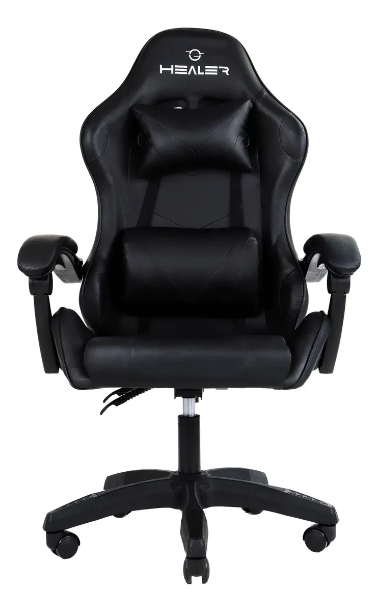 Cadeira Gamer Wells Preta Healer Preto Couro Sintético