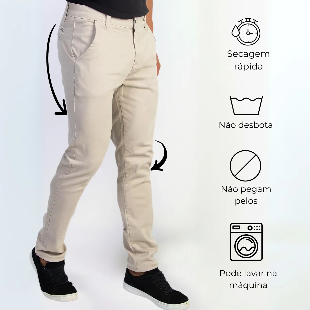 Calça Sarja Social Masculina Esporte Fino Com Elastano