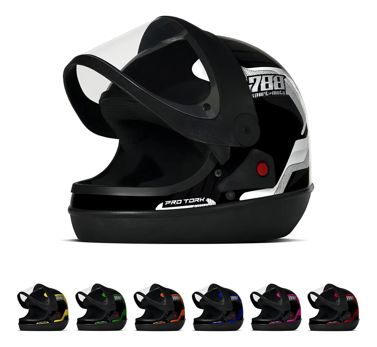 Capacete Para Moto Pro Tork Sport Moto 788 Branco Tamanho Capacete Moto Pro Tork Sport 788 Tamanho 58 Com Viseira Cristal Certificado INMETRO Confortável Resistente Ideal Para U — foto 2