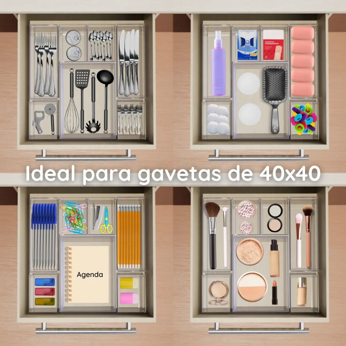 Kit organizadores com 14 gavetas multiuso
