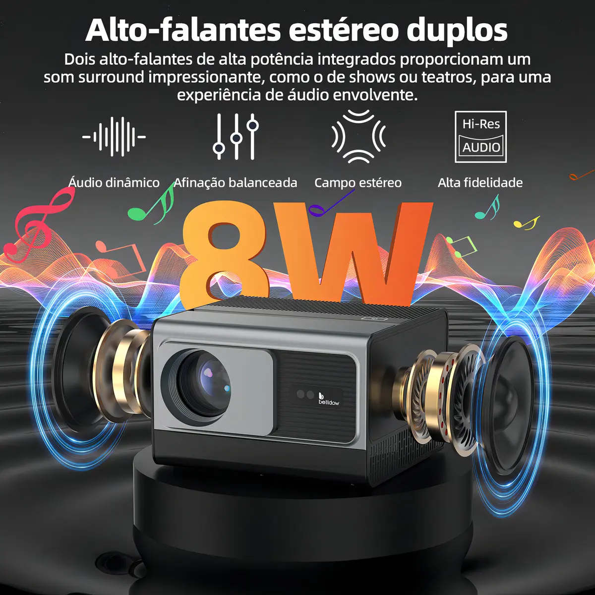 Projetor Mini Bettdow Ac1073 22000lm 1080p Cor Preto Prateado 127/220v