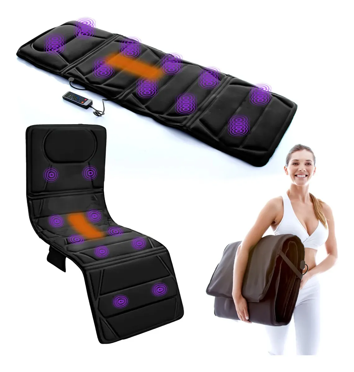 Esteira Massageadora Com Aquecimento E Vibração Relaxmedic Preto