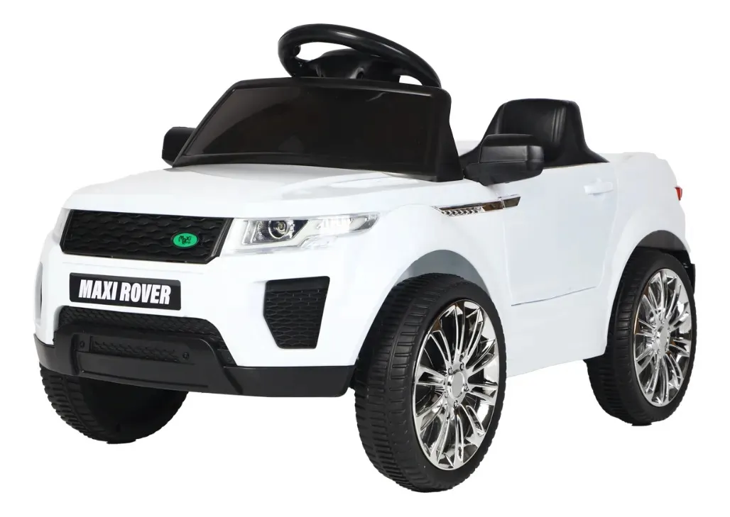Mini Carro Elétrico Infantil Marcha Frente/Ré 6V Controle Remoto Bluetooth Maxi Rover Maxi Toys - BRANCO