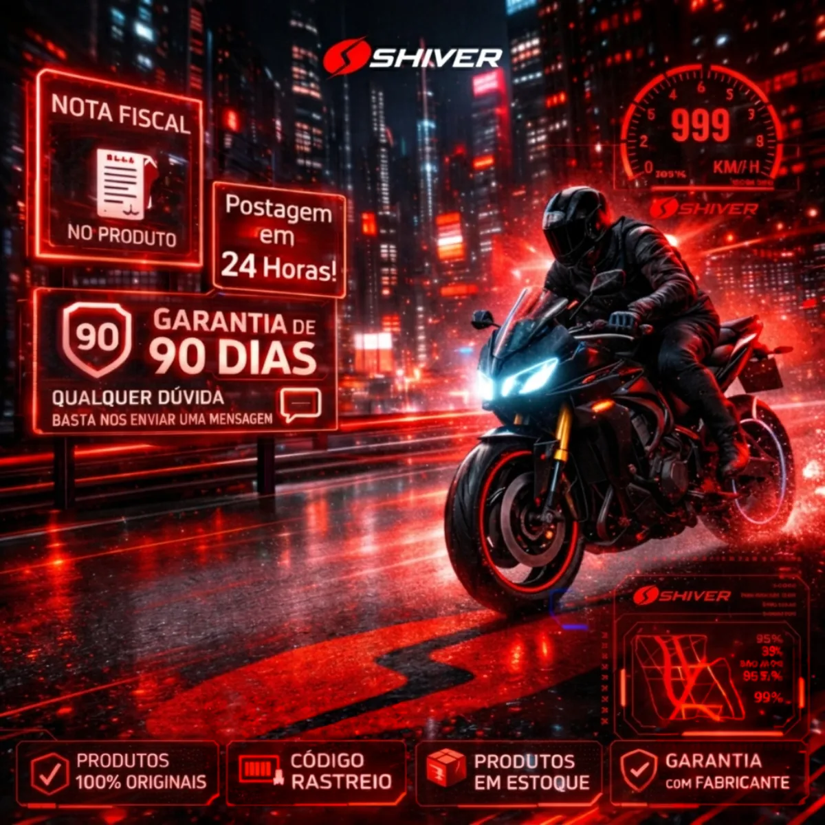 Luva Shiver Rocket 2 P Ao Ggg Moto Vermelha Touch Original — foto 4