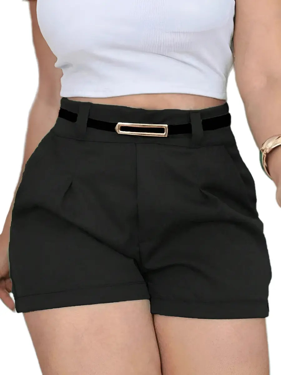 Short Feminino Social Cinto Alfaiataria Tendência Atual