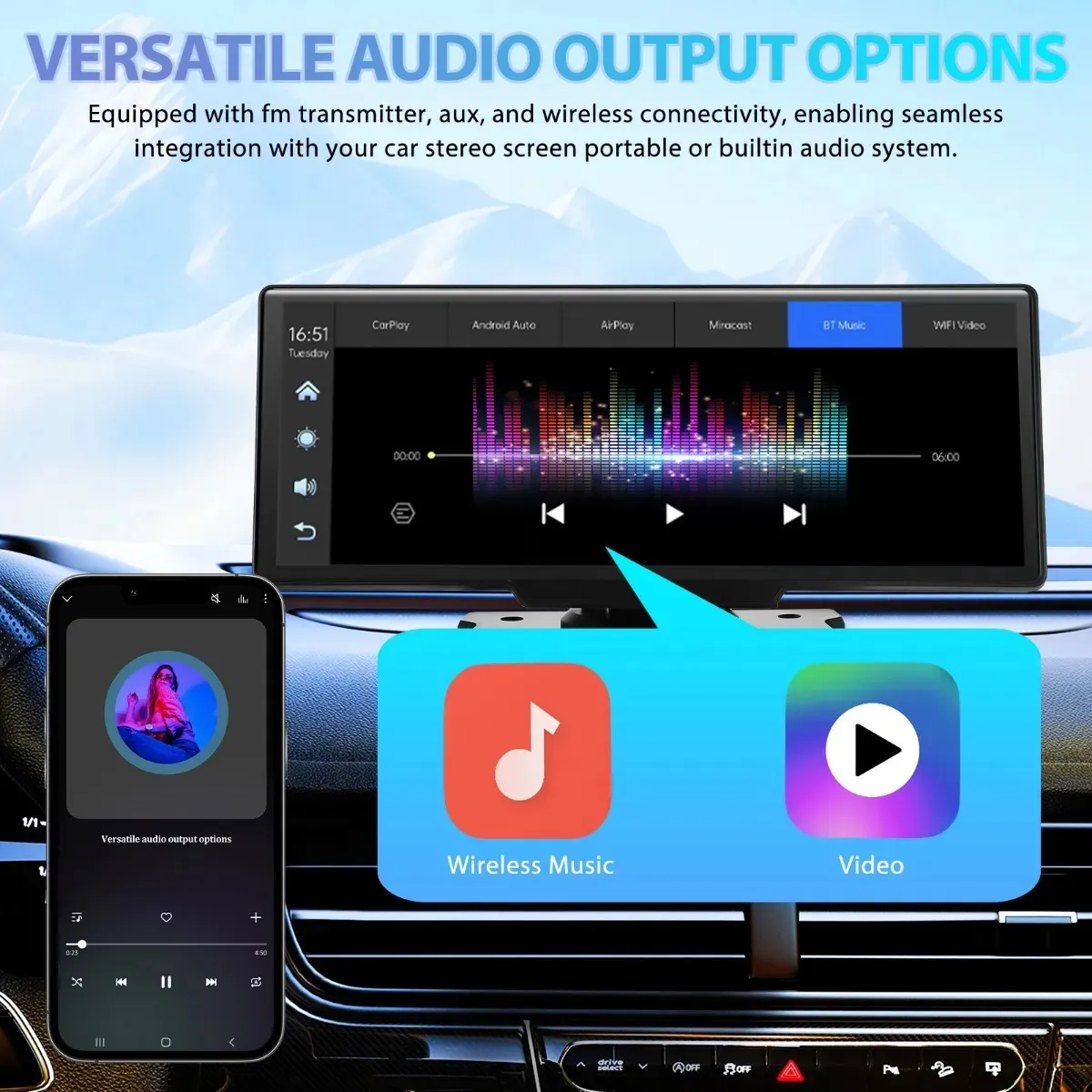 Monitor Multimídia Automotivo 10.26 Airplay Usb Câmera Ré - foto 7