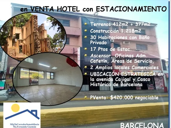 En Venta Hotel Con Una Excelente Ubicación Estratégica En La Avenida Cajigal Y Casco Histórico De Barcelona 