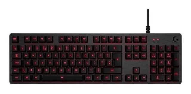 Teclado gamer Logitech Serie G G413 QWERTY Romer-G português Brasil cor carvão com luz vermelho