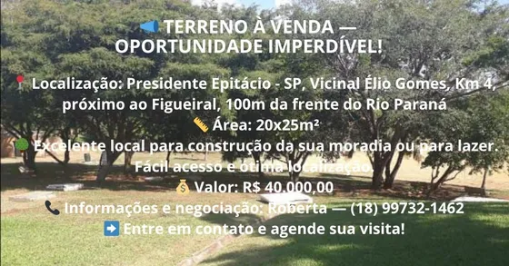 Terreno À 100 Metros Da Frente Do Rio Paraná Em Sp 