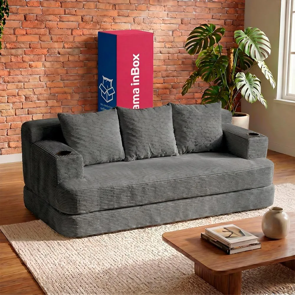 Sofá Cama Nami. 1,88m Xpand Tech Tecido Velourê Cama Inbox
