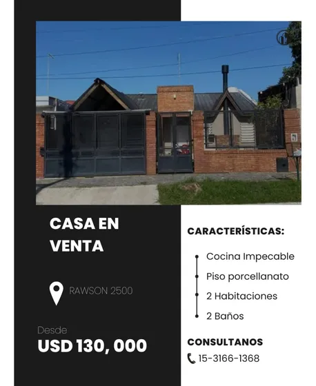 Casa Con 2 Dormitorios, Cochera, Piscina, Parrilla, Fondo Libre
