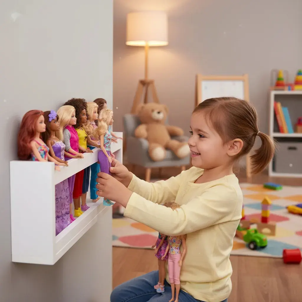 1 Prateleira Para Bonecas Barbie Brinquedos Com Barra No Pé