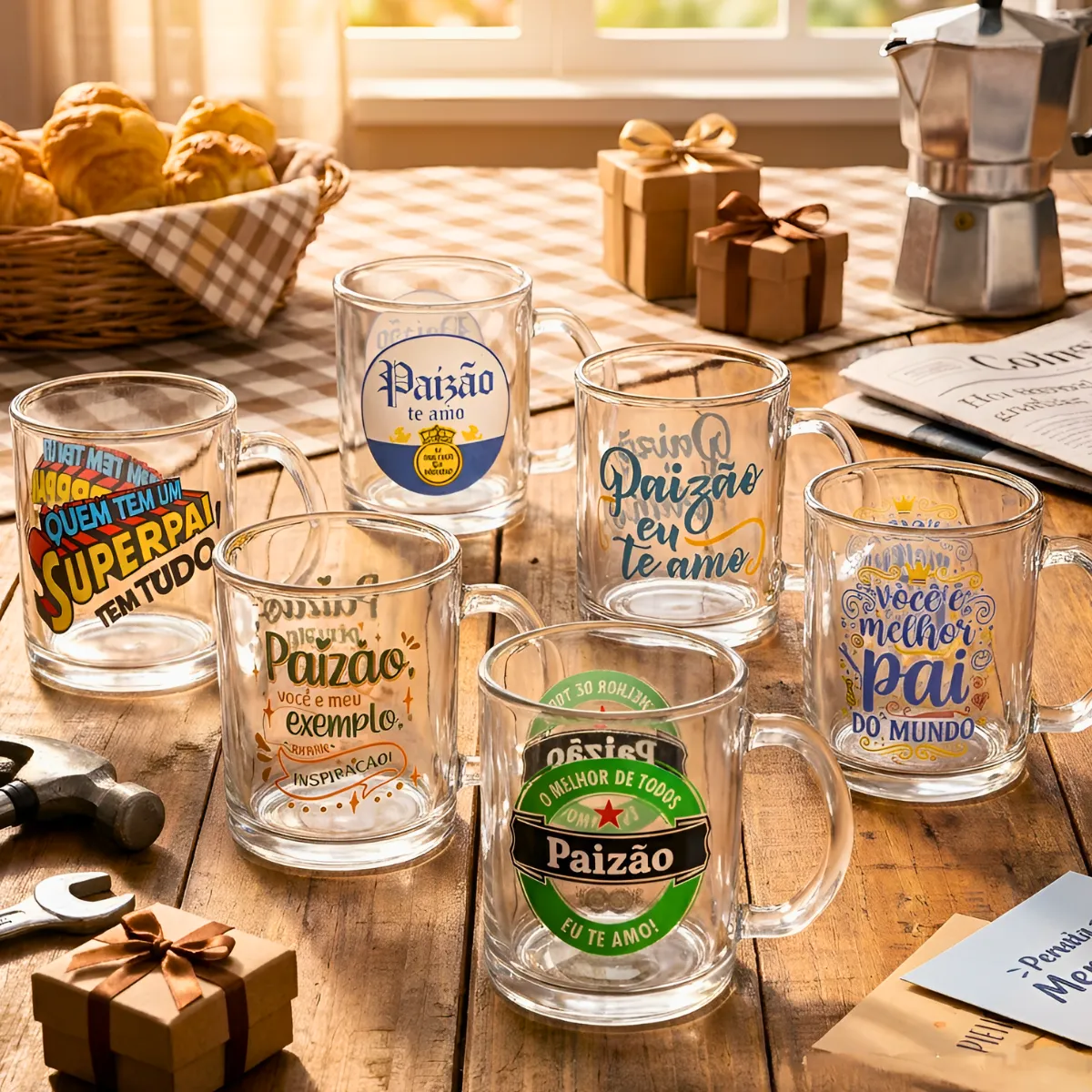 Caneca Personalizada Frase Presente Dia Dos Pais Vidro 320ml Transparente O Melhor De Todos Paizão Eu Te Amo