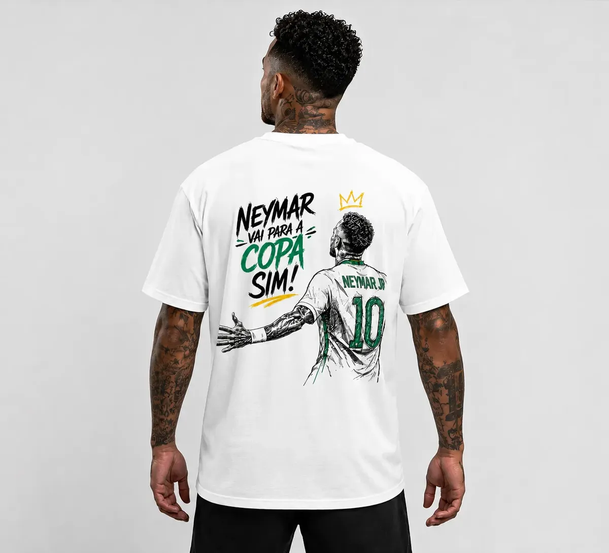 Camiseta Oversized 'Neymar Vai Pra Copa Sim' Brasil 2026