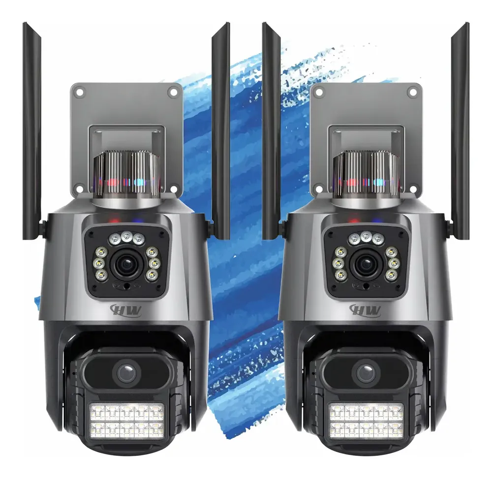 Kit 2 Câmeras De Segurança Hw Ip Wi-fi 6mp Lente Dupla Visão Noturna 355° Detecção De Movimento Com App Icsee