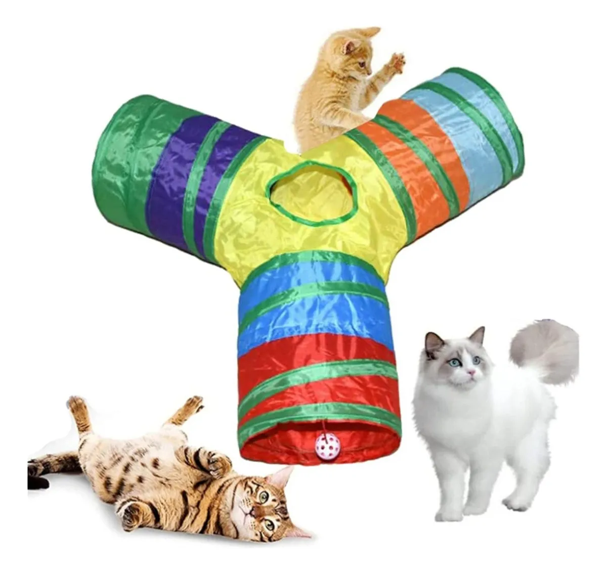 Túnel Labirinto Para Gatos Cães Interativo Cat Brinquedo Pet Cor Arco-íris Y